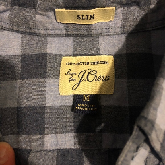 Men’s J.Crew blue checkered button up slim fit Med - Picture 4 of 5